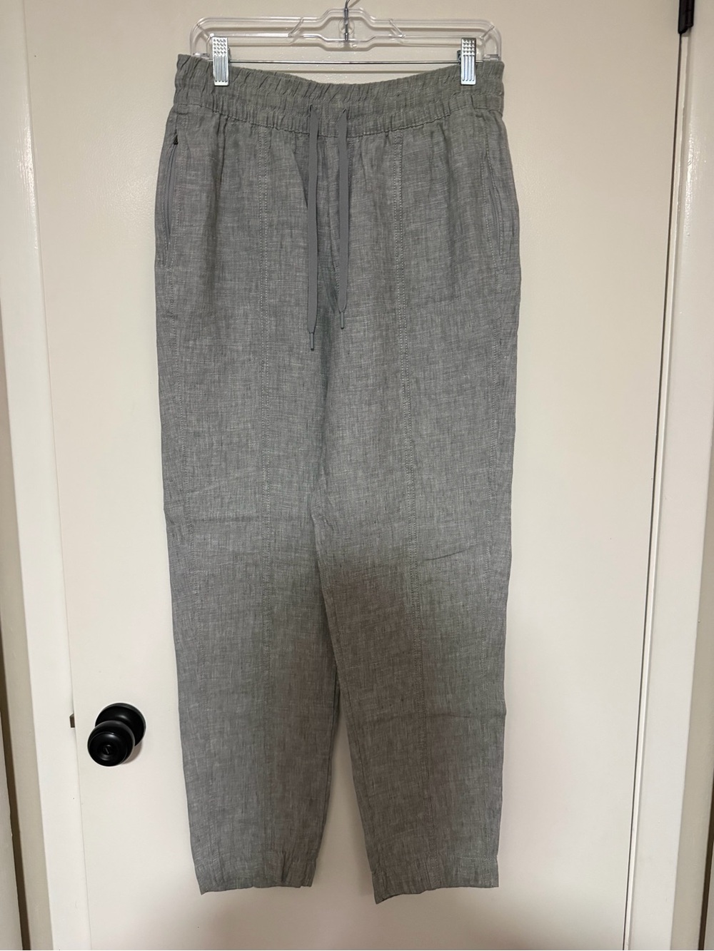 Athleta Men's Light Gray Drawstring Linen-Blend Chinos
